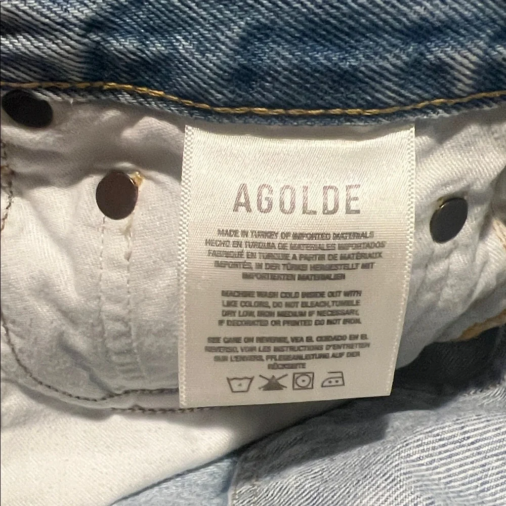 AGOLDE Parker Long Distressed Jean Shorts, Size 23
